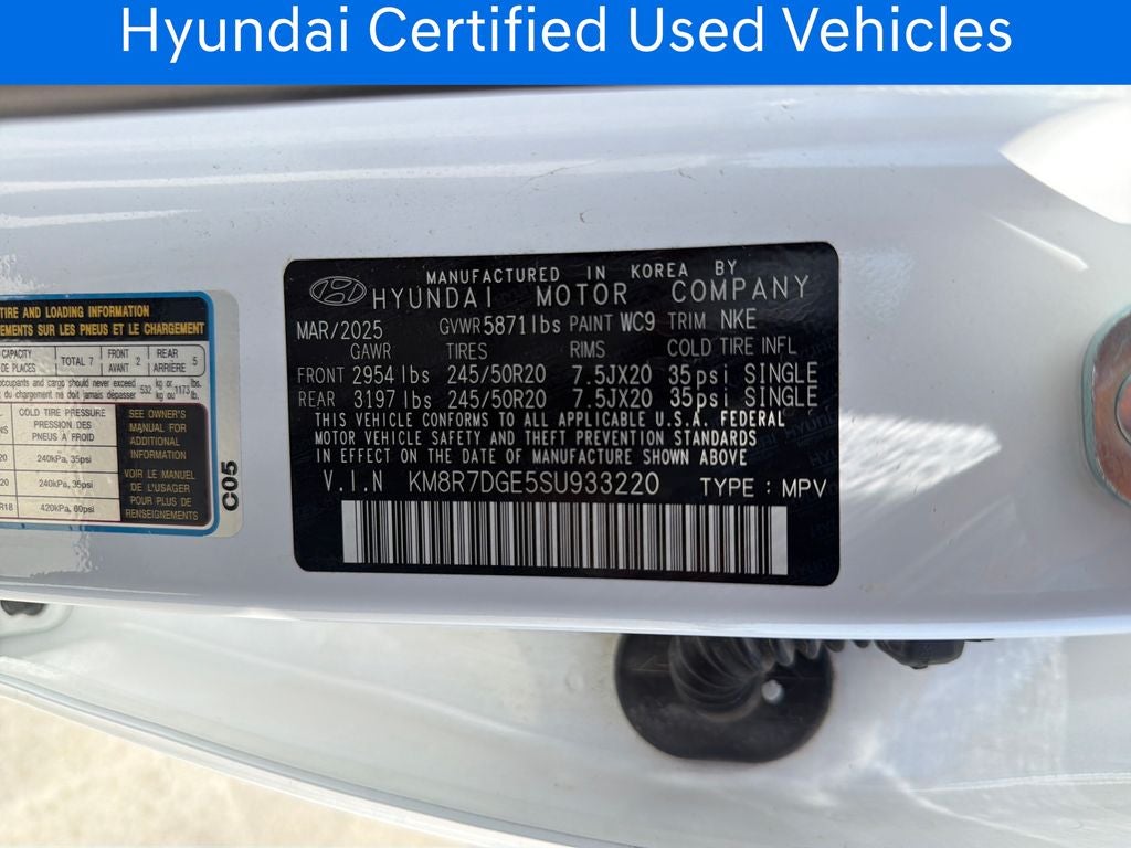 2025 Hyundai PALISADE Calligraphy Night Edition CERTIFIED
